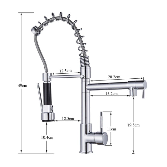 SHBSHAIMY Chrome Rotatable Kitchen Faucet  Pull-out Kitchen Spray Dual Spray Dual Handle Single Hole Hot and Cold Mixer Taps