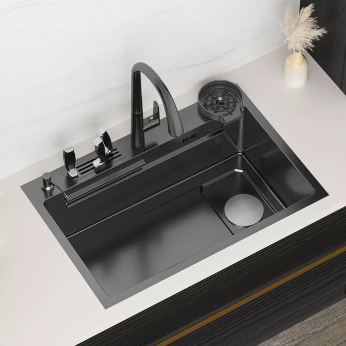 kitchen sink 304 Stainless Steel Topmount Sink With Knife-Holder Multifunction Single Bowl Wash Basin For kitchen Renovation